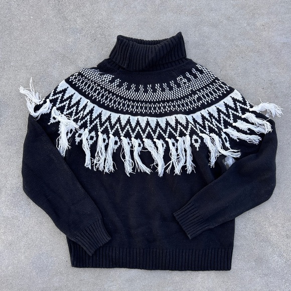 Cato Sweaters - CATO Black and white tassel sweater